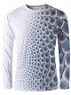 Men's Graphic T-Shirt Print Long Sleeve Daily Tops Basic Elegant Round Neck Blue